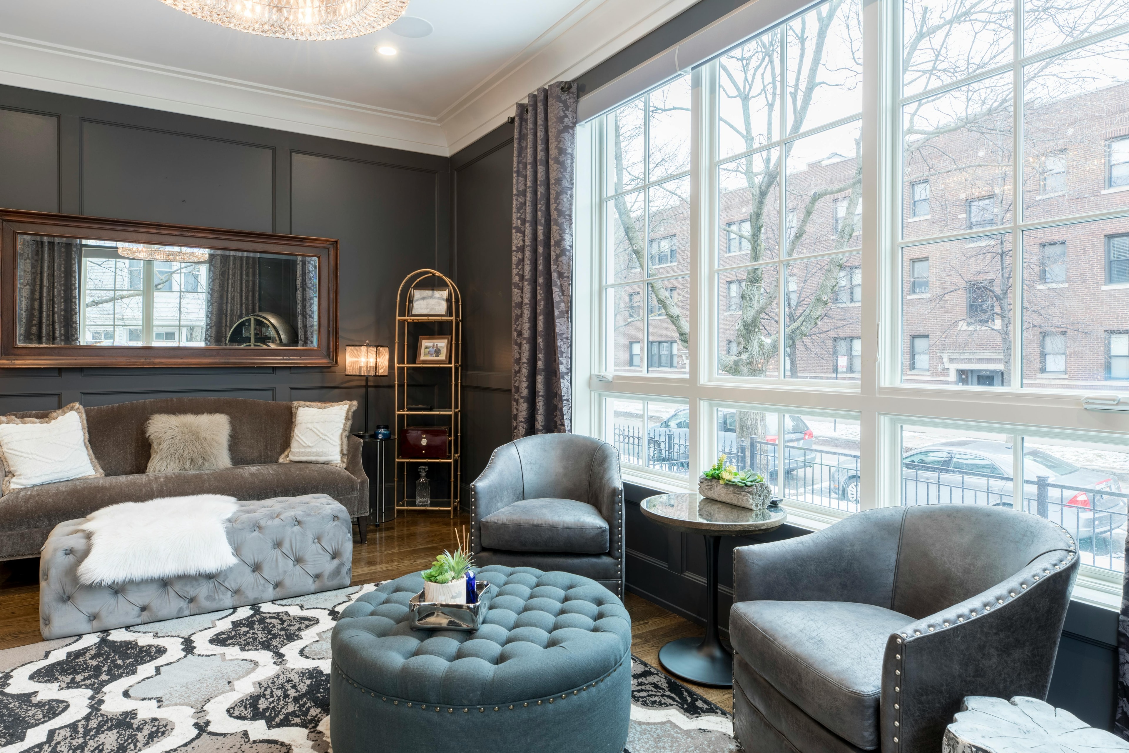 Gorgeous living room in a home in the Milwaukee Historic Third Ward